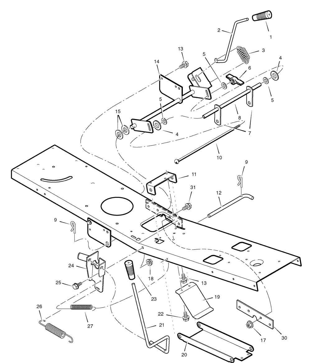 Mower Housing Suspension Diagram and Parts List for 7800531-309007X51C 2009 Briggs and Stratton Lawn Tractor